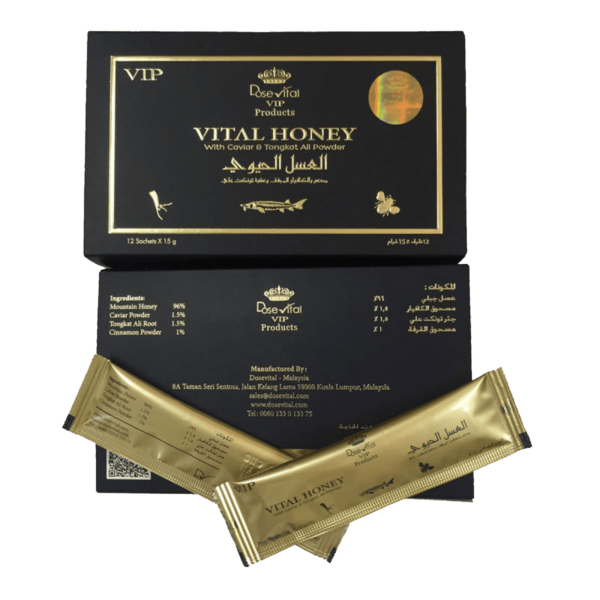 عسل VIP الحيوي مع الكافيار والتونغكات 100% أصلي (العسل الملكي) 12x15 جم